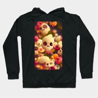 Aesthetic pattern small skulls and flowers Bones and Botany Hoodie